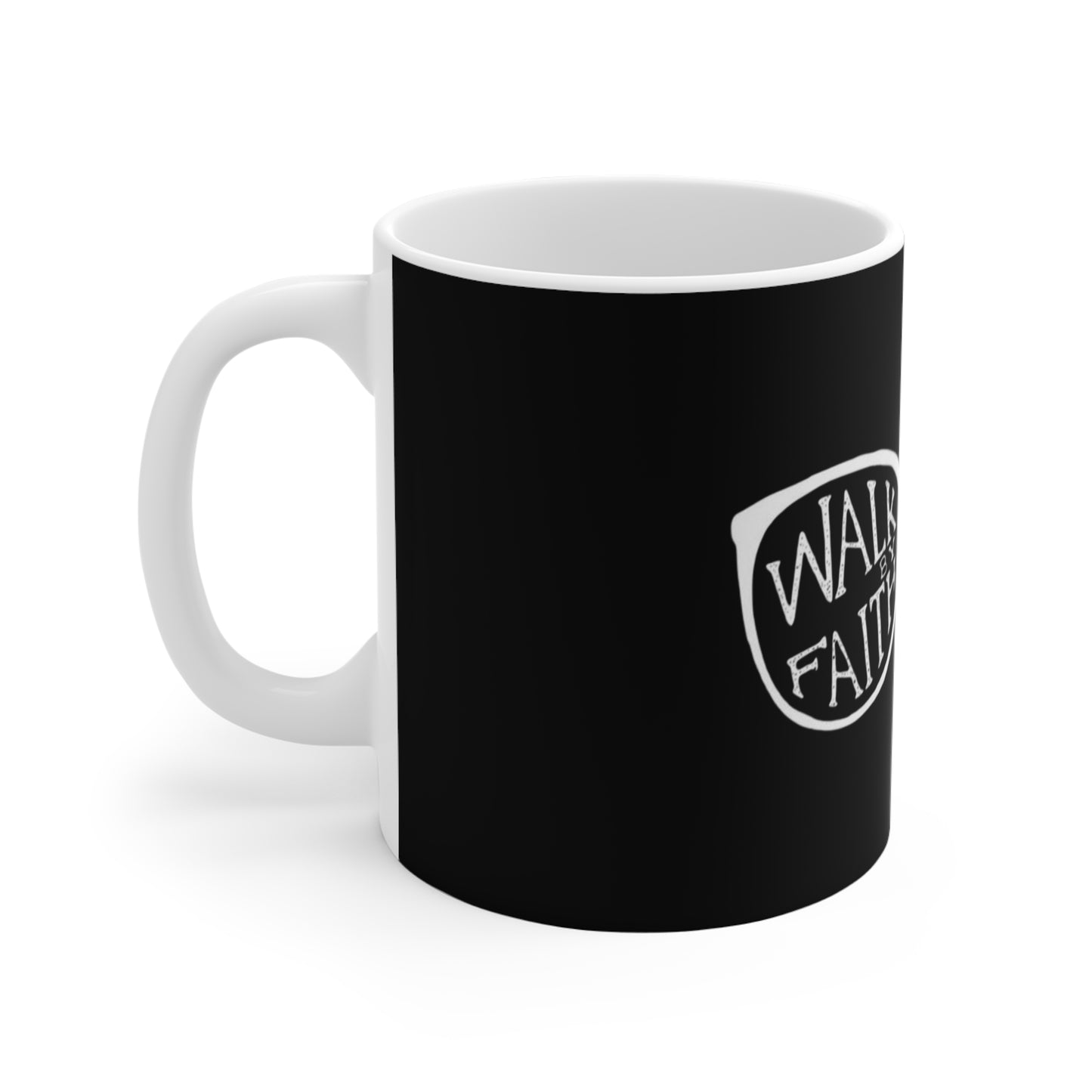 Walk By Faith Not By Sight Black Mug