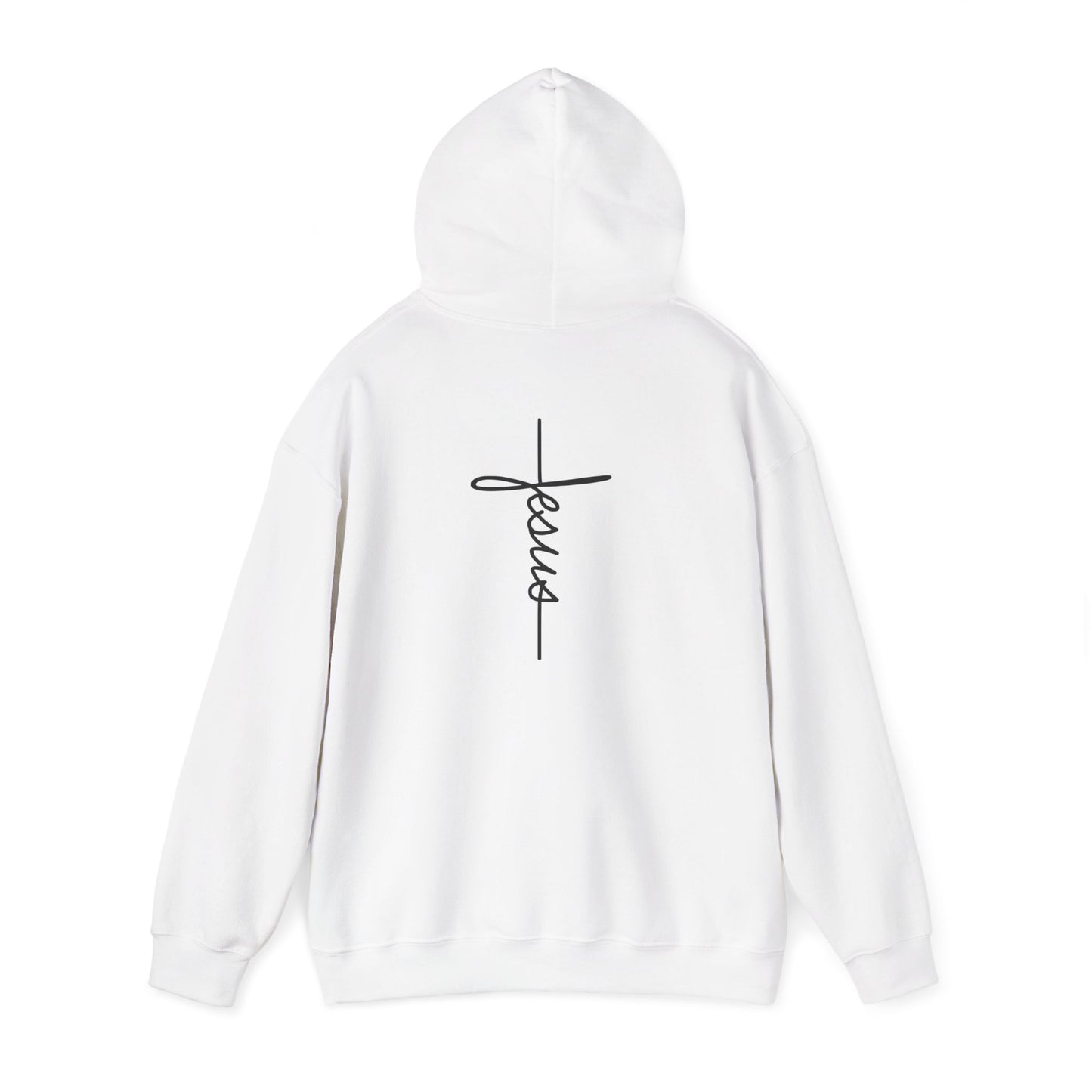 JESUS Minimal Cross Hoodie Blanc — UNIK.