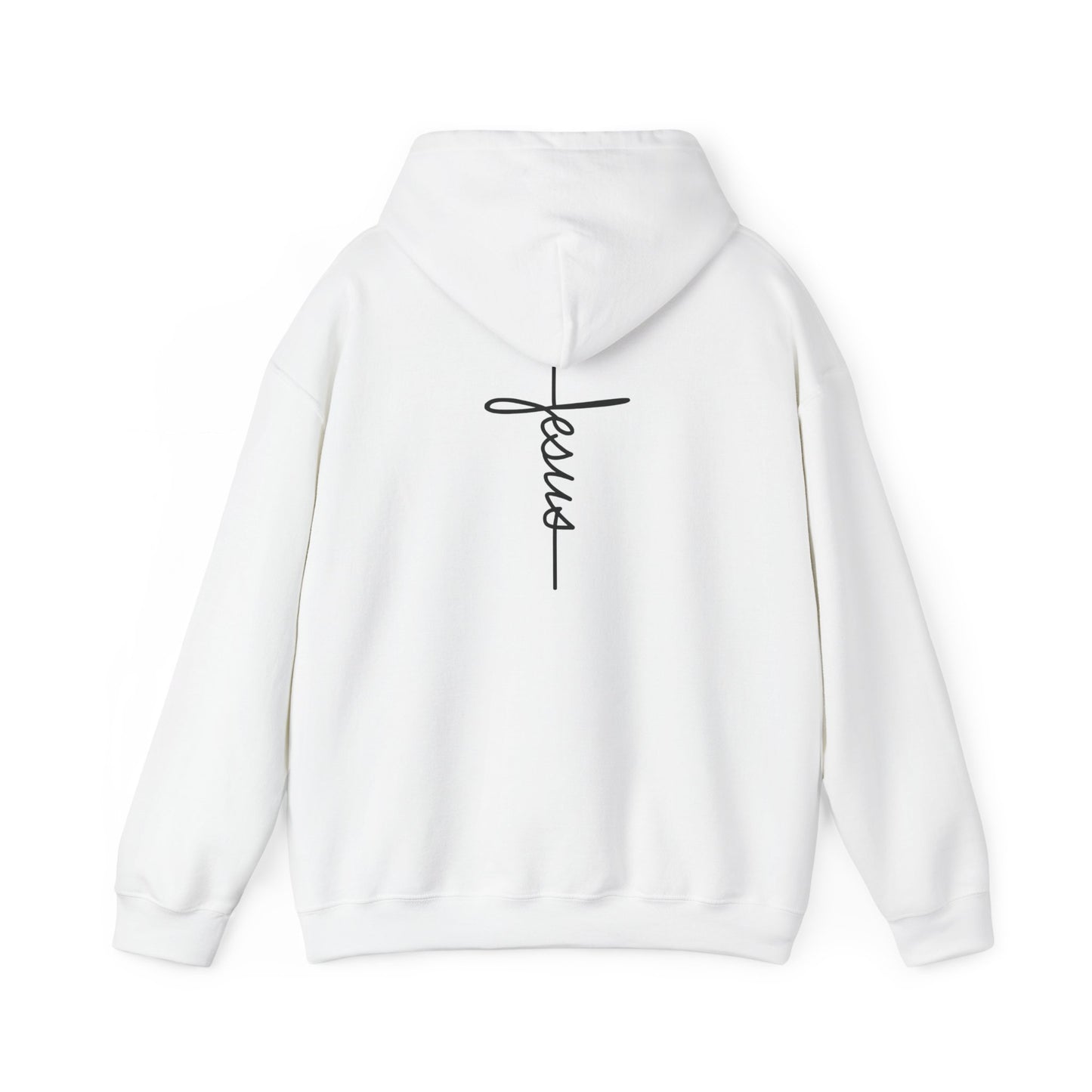 JESUS Minimal Cross Hoodie Blanc — UNIK.