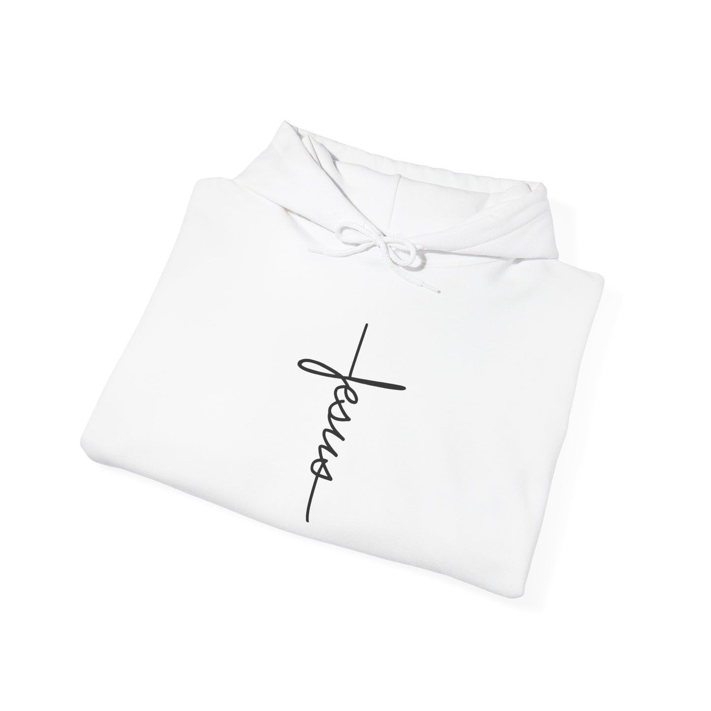 JESUS Minimal Cross Hoodie Blanc — UNIK.