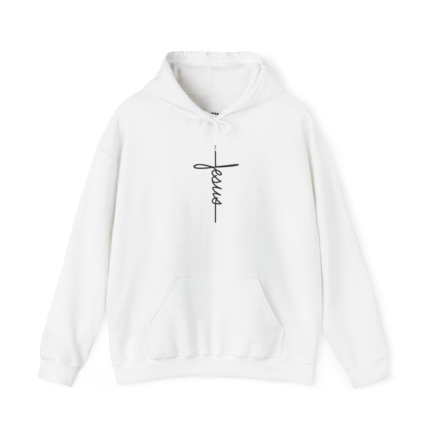 JESUS Minimal Cross Hoodie Blanc — UNIK.