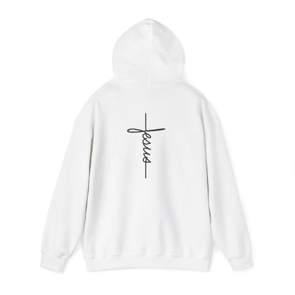 JESUS Minimal Cross Hoodie Blanc — UNIK.
