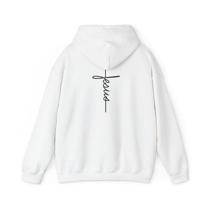 JESUS Minimal Cross Hoodie Blanc — UNIK.