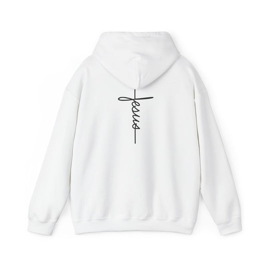 JESUS Minimal Cross Hoodie Blanc — UNIK.