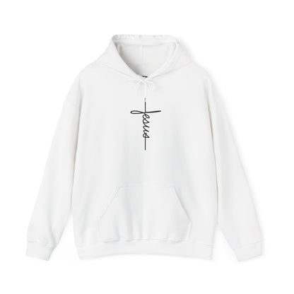 JESUS Minimal Cross Hoodie Blanc — UNIK.